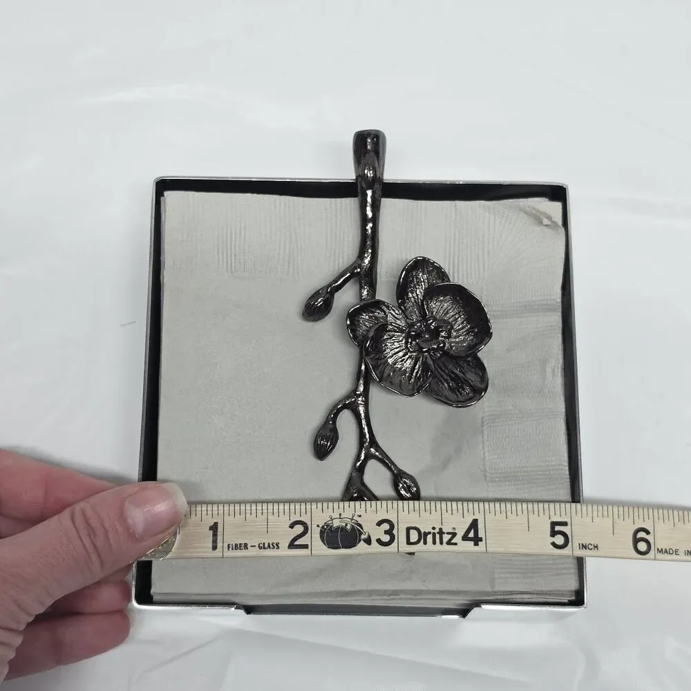Michael Aram Black Orchid Cocktail Napkin Holder 5.25 X 5.25 X 1.25
